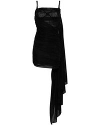 Mugler - Schwarzes kleid mit drapiertem panel - Lyst