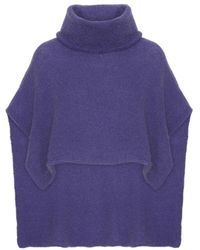 American Dreams - Truien & Vesten ,Paars ,Wol Elegante Roll Neck Poncho - Lyst