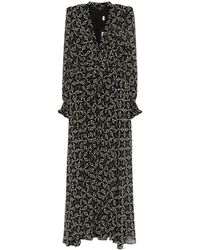 Babylon - Kleedjes ,Zwart ,Maxi-Jurk Met Kettingprint En V-Hals - Lyst