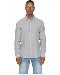 Only & Sons - Camicia a righe in lino blu scuro - Lyst