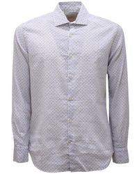 Brooksfield - Overhemden ,Wit ,Katoen Linnen/Katoen Slim Fit Overhemd - Lyst