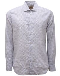Brooksfield - Overhemden ,Wit ,Katoen Linnen/Katoen Slim Fit Overhemd - Lyst