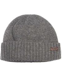 Barbour - Accessoires ,Grijs ,Wol Effen Kleur Wol En Fleece Muts - Lyst