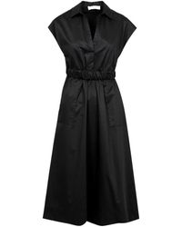 Kaos - Vestido negro de algodón con cuello - Lyst
