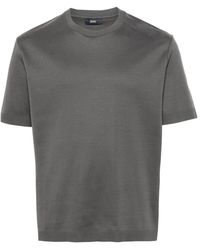 Herno - Tops ,Grijs ,Katoen Jersey Knit Effect T-Shirt - Lyst