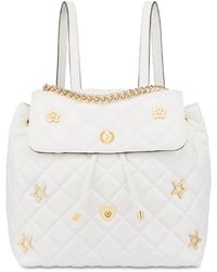 Pollini - Gesteppter weißer glänzender rucksack mit goldenen metall-details - Lyst
