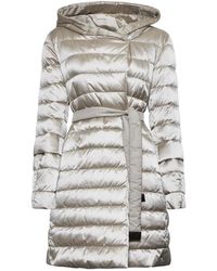 Max Mara - Grijze Gewatteerde Donsjas Met Capuchon - Lyst