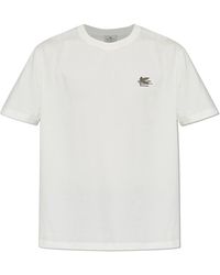 Etro - Tops ,Wit ,Katoen Cotton T-Shirt Met Logo - Lyst