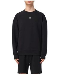 HUGO - Zwarte Crewneck Sweatshirt Met Ribbed Trim - Lyst