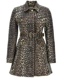 Ganni - Print Denim Mini Dress - Lyst