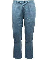 Officina 36 - Broeken ,Blauw ,Linnen Nevio Model Stijlvolle Linnen Broek - Lyst