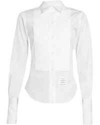 Thom Browne - Plissé Bib Button-Down Point Collar Shirt - Lyst