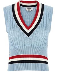 Thom Browne - Truien & Vesten ,Blauw ,Katoen Rwb Cropped Knit Vest - Lyst