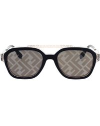Fendi - Glamouröse geometrische sonnenbrille mit silbernen gläsern,quadratische acetat-sonnenbrille mit transparenten details - Lyst