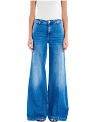 ViCOLO - Jeans ,Blauw ,Katoen Elena Wijde Jeans - Lyst