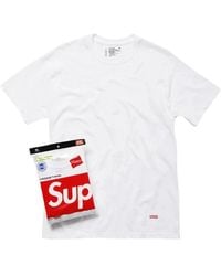 Supreme - Tops ,Wit ,Katoen Hanes Tagless T-Shirts (3-Pack) - Lyst