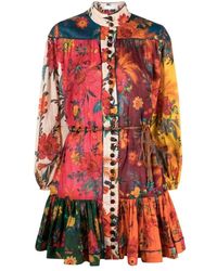 Zimmermann - Vestito mini con stampa floreale e cintura - Lyst