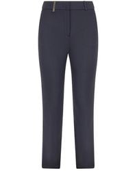 Peserico - Broeken ,Blauw ,Katoen Slim Katoenen Broek - Lyst