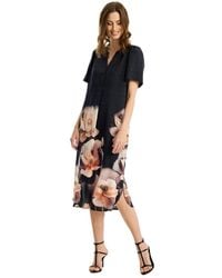 iN FRONT - Langes Morelle Kleid Mit V-Ausschnitt - Lyst