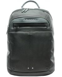 Piquadro - Grüner Laptop-Rucksack Aus Leder Und Stoff - Lyst