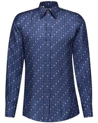 Dolce & Gabbana - Blauwe Zijden Stropdas-Print Shirt - Lyst