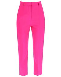 Alexander McQueen - Pantalones clásicos rosa de lana - Lyst