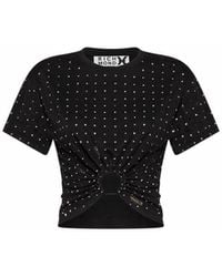 RICHMOND - T-Shirt Mit Dekorativen Applikationen Und Gerafftem Detail - Lyst