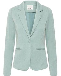 Ichi - Jassen ,Groen ,Leer Groen/Amandel Herringbone Blazer Jas - Lyst
