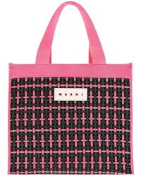 Marni - Große Shopper-Tasche Aus Geflochtenem Jacquard - Lyst