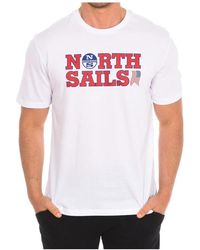 North Sails - Tops ,Wit ,Katoen T-Shirt Met Korte Mouwen En Merkprint - Lyst