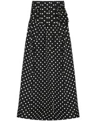 Ganni - Rokken ,Zwart ,Polyester Polka-Dot Satin Corset Rok - Lyst