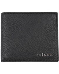 Kiton - Accessoires ,Zwart ,Leer Bifold Kaarthouder - Lyst