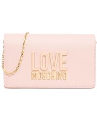 Love Moschino - Borsa a tracolla rosa con dettagli in oro - Lyst