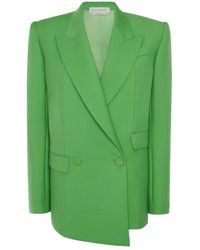 McQueen - Säuregrüner asymmetrischer doppelreihen-blazer - Lyst