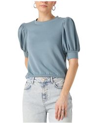 Minus - Overhemden ,Blauw ,Blauwe Livana T-Shirt Veelzijdige Elegantie - Lyst