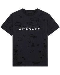 Givenchy - Zerstörter effekt creweck t-shirts und polos - Lyst