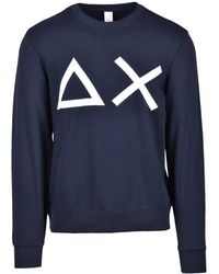 Sun 68 - Hoodies & Sweatvesten ,Blauw ,Katoen Sweatshirt - Lyst