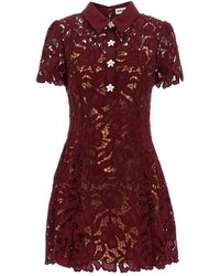 Self-Portrait - Kleedjes ,Rood ,Leer Lace Mini Dress - Lyst