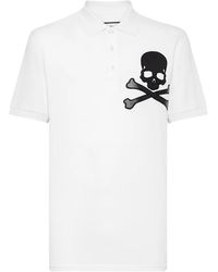 Philipp Plein - Tops ,Wit ,Katoen Slim Fit Polo Shirt Ss Skull - Lyst