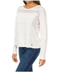 Superdry - Ronde Hals Lange Mouw Jersey Met Franje Detail - Lyst