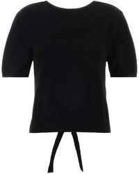 Ganni - Tops ,Zwart ,Katoen Sheer Cotton Back Tie Top - Lyst