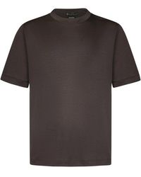 Franzese Collection - Tops ,Bruin ,Wol Bruine Wol Crew Neck T-Shirt - Lyst