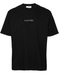 Lanvin - Schwarzes baumwoll-t-shirt mit logo - Lyst