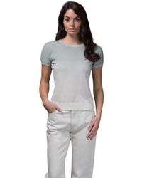 Moorer - Truien & Vesten ,Blauw ,Katoen Top Met Korte Mouwen En Ronde Hals - Lyst