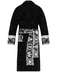 Versace - Nachtkleding ,Zwart ,Katoen Badjas Met Logo - Lyst