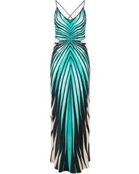 Roberto Cavalli - Kleedjes ,Blauw ,Zee Print Zijden Maxi Jurk - Lyst