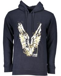 Roberto Cavalli - Hoodies & Sweatvesten ,Blauw ,Blauwe Hoodie Met Lange Mouwen En Logoprint - Lyst