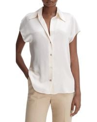 Vince - Zijden Blouse Met Pofmouwen En Geplooid Rugpand - Lyst