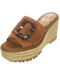 Sam Edelman - Schoenen ,Bruin ,Suède Wedge Sandaal - Lyst