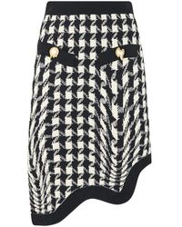 Moschino - Rokken ,Veelkleurig ,Wol Pied-De-Poule Asymmetrische Midirok - Lyst